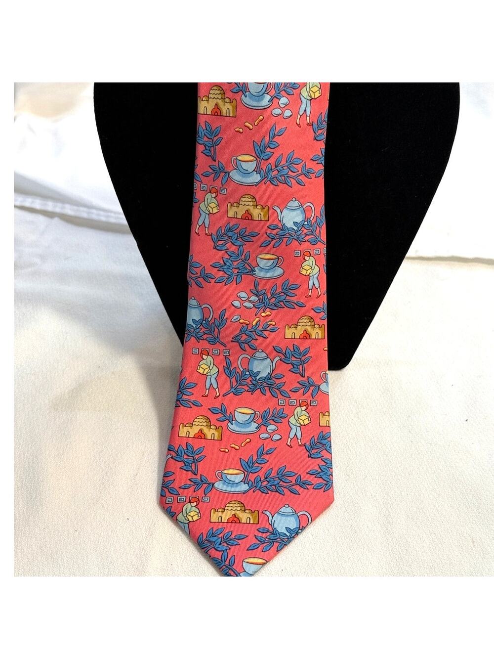 Vintage Hermès Paris 100% Silk Tie — Tea Time Novelty Motif (c. 1980s–1990s)